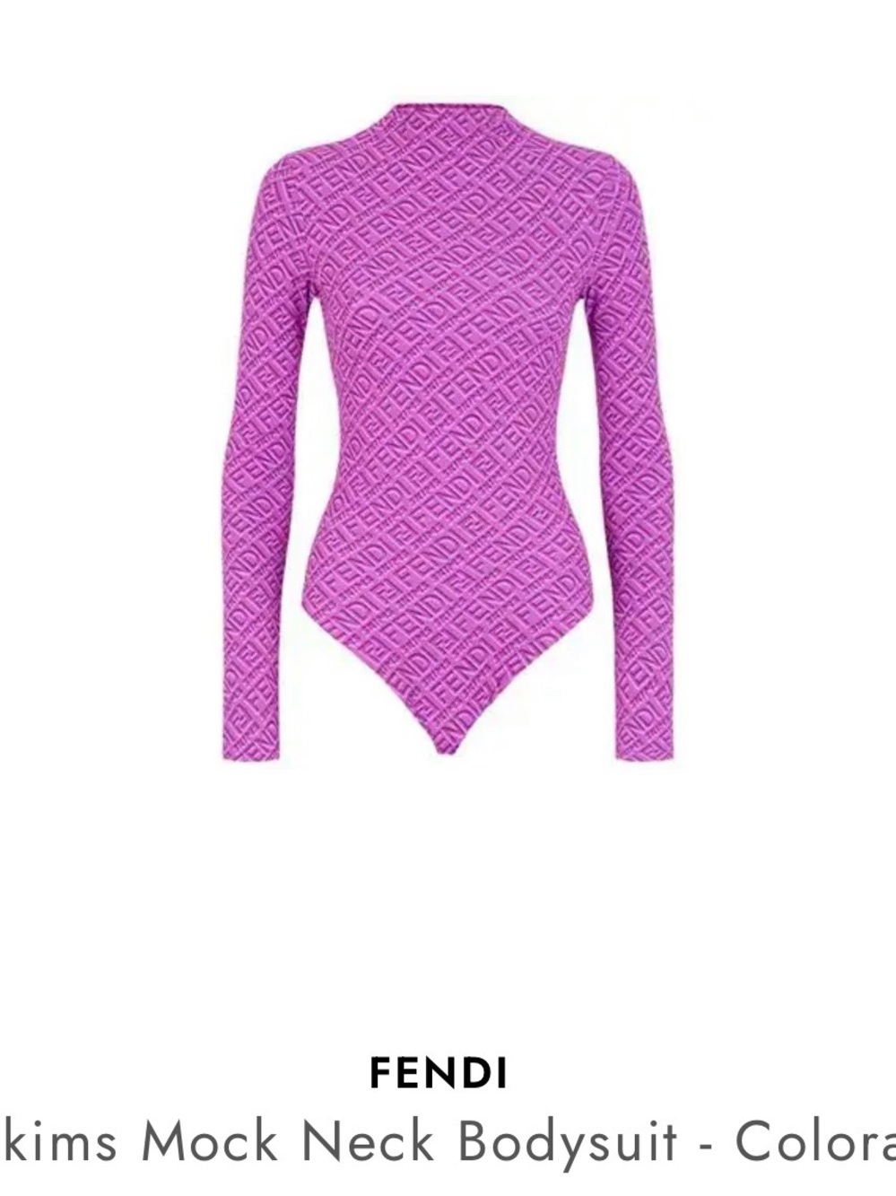 Fendi Skims  Purple Logo-Embossed Mock Neck Bodysuit color name Colorado
